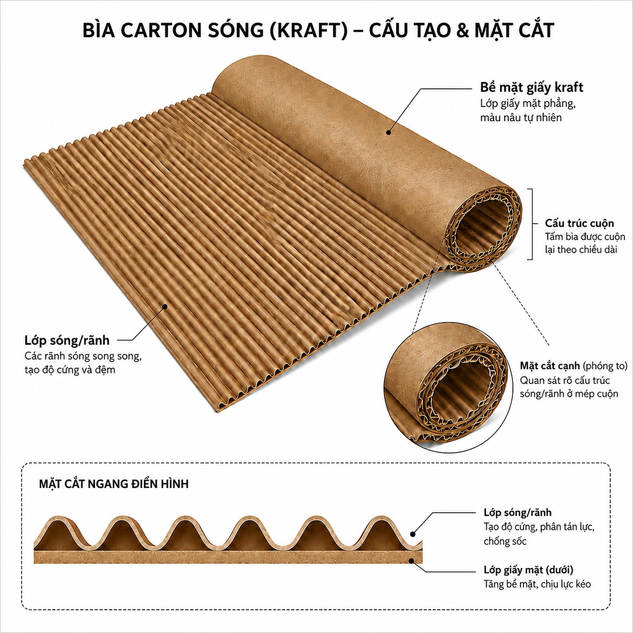 Giấy 2 lớp-Mặt cắt