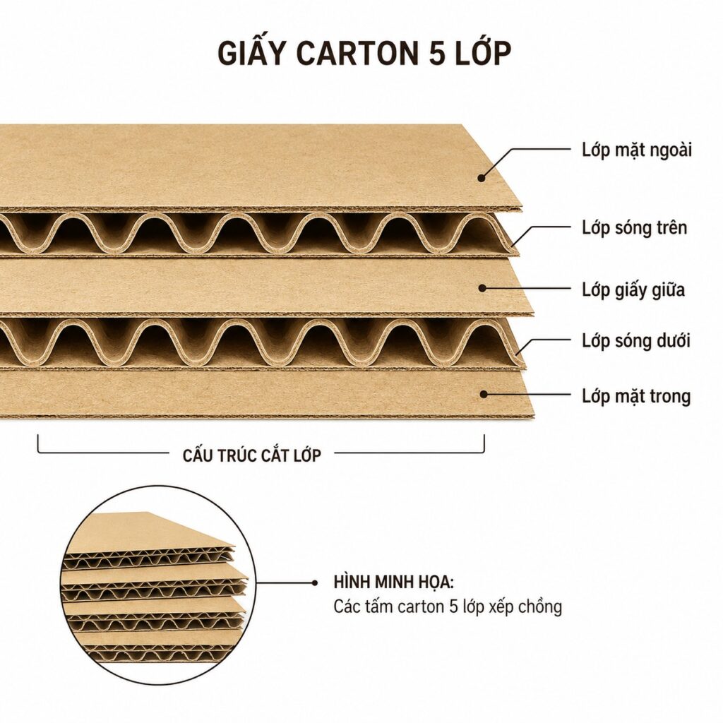 Giấy tấm 5 lớp-Mặt cắt